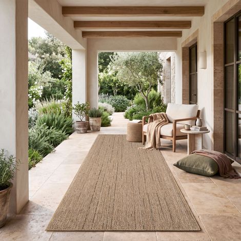 Paco Home Alfombra Cocina Exterior Terraza Jardin Lavar En La Lavadora Motivo Boho Chic 80x150 cm, Beige 2 (1/5)