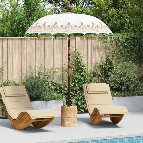 Umbrella Patio Cream 190 x 190 x 260 cm Cotton and Wood vidaXL