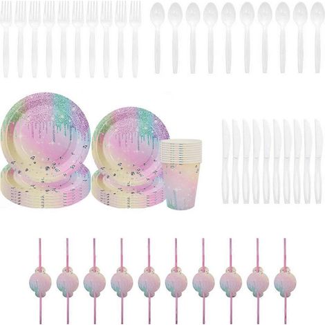 Assiette en papier Macaron à motif diamant dégradé A-- (1/5)