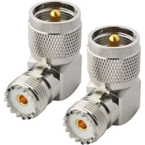 Connecteur UHF PL259 mâle à angle droit 90° vers SO239 femelle – faible perte, 2 pièces (1/5)