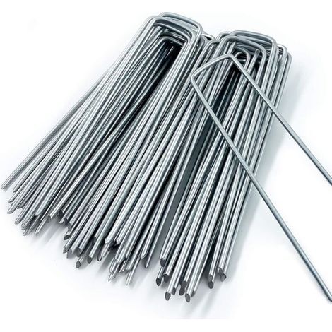 Piquet de fixation en tissu de paillis, 50 piquets de jardin en forme de U, pour bâche à mauvaises herbes, piquets de camping, Clôture de jardin, 150 mm de long, 20 mm de large, 3 mm de diamètre-Fei Y (1/5)