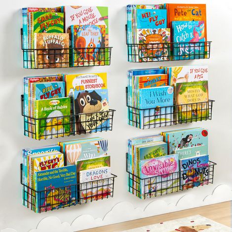 Etagere Murale Enfant, Bibliothèque Murale, Etagere Murale Livre 6 Etagere livre Murale pour Chambre d’Enfants, Rangement pour Livres, Filles et Garçons, Bébé - Noire (1/5)