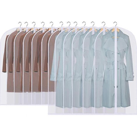 Lot de 12 housses à vêtements longues pour costumes, 60 x 120/100 cm, bords transparents. (1/5)