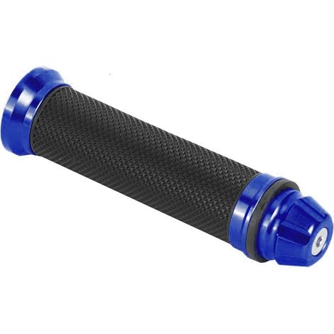 Poignées guidon moto en aluminium CNC avec insert caoutchouc, pour guidon 7/8 pouces, vélo bleu (1/5)