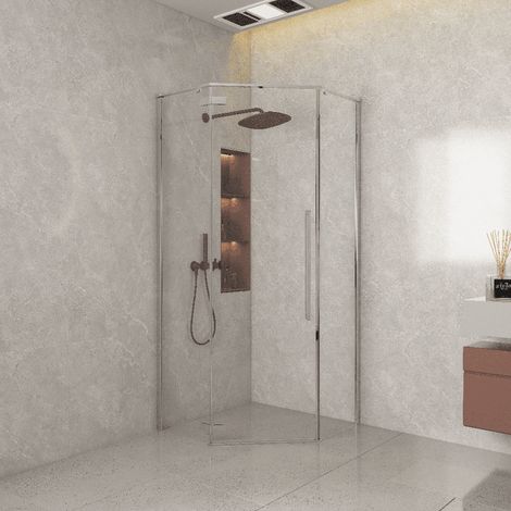Eckduschwand mit Falttür DELFT PENTA - Glas 8 mm / 88 - 90 cm