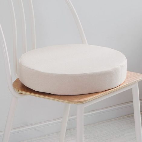 Round Dining Chair Cushion, Kitchen Garden Chair Pad, Removable Slipcover for Indoor Outdoor, Living Room, Patio, Office, Shop - 45 x 45 x 8 cm, White (1/4)