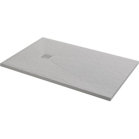 ONDEE ZEN - Receveur de douche NARA - Antidérapant Découpable 90x200 cm Résine - Gris - Bonde (1/4)