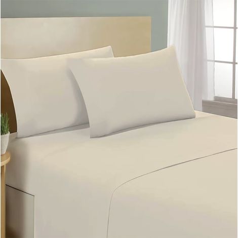 Lenzuolo letto sotto con angoli 100% puro cotone Made in Italy tinta unita Beige - 1 Piazza e mezza francese