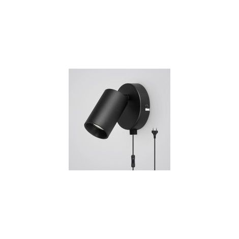 GU10 Applique Murale Chambre Vintage Lampe Murale Avec Interrupteur et Prise Spot Mural Noir Interieur Orientable 350°luminaire Murale pour Salons, Escaliers, Couloir (Sans Ampoule) (1/5)