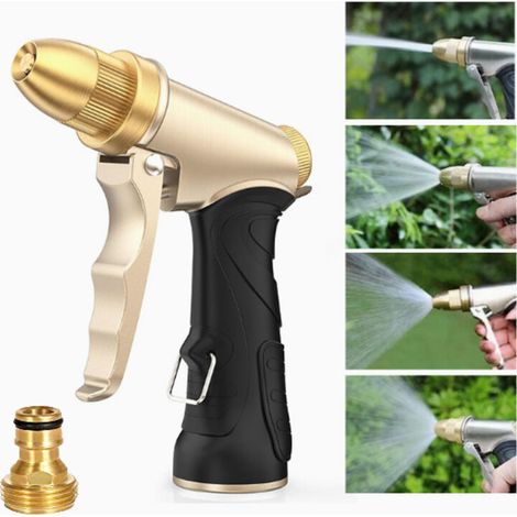 Pistolet d'arrosage pour jardin, pistolet d'arrosage pour lavage de voiture, 4 modes d'arrosage, jet réglable, pour allées et pelouses. (1/5)