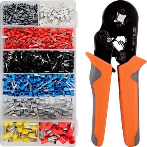 Kit complet d'outils de sertissage, sertissage carré pour fils électriques, pince à sertir portable avec cosses isolées pour câbles AWG 28-7.