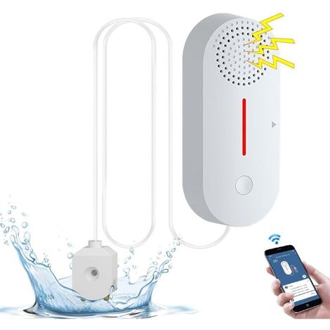 Detecteur de Fuite d'eau WiFi, Detecteur de Niveau d'eau, Detecteur Eau 100dB, Détecteur d'eau Capteur D'alarme d'eau sans Fil, Notifications Push sur Les Smartphones Tuya/Smart Life App