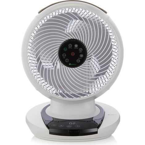 MEACO MeacoFan 1056, ventilador de aire, ideal para dormitorios y salas, ultra silencioso con oscilación 360°, motor de bajo consumo, 12 velocidades, control remoto, blanco
