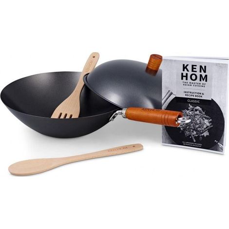 Ken-Hom conjunto de sartenes wok 31 cm negro y marrón