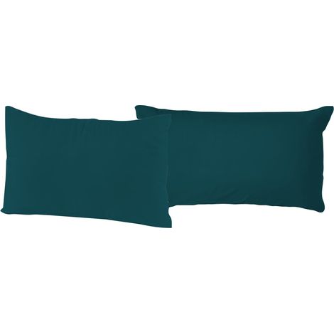 Coppia di Federe 52x82 cm in Cotone Tinta Unita Verde Petrolio (1/2)