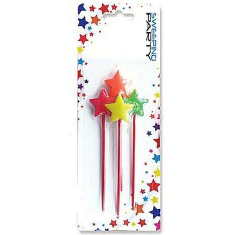 Cf.4 Candele Stella Multicolore Con Asta 1009 X1