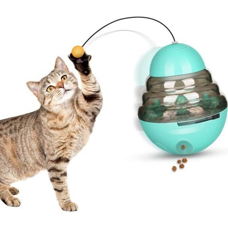Balle de Nourriture pour Chat, Boule de Nourriture pour Chat avec Baguette Teaser Interactif Distribution de Nourriture pour Petits Chiens et Chats, l'exercice Intelligence améliore Le QI (1/4)