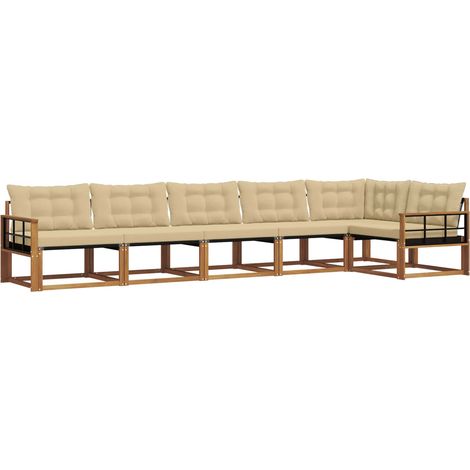 Ensemble de canapés d'extérieur 6 pcs Salon de jardin Naturel et Beige (1/5)