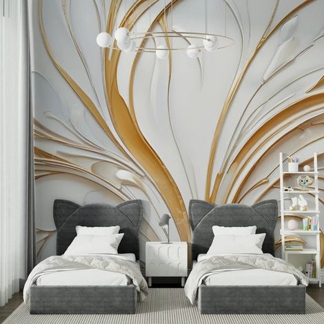 Papier Peint Art & Déco - Volutes Dorées Élégantes - 150 x 250 cm (1/2)