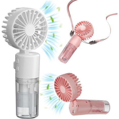 Ventilateur brumisateur portable, ventilateur de brumisation d'eau rechargeable fonctionnant sur batterie, pliable, 4 vitesses, pet (1/5)