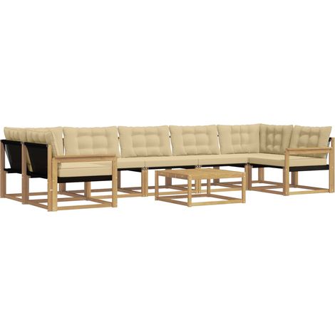 Outdoor-Sofagarnitur 8 pcs Weiß und Beige 79 x 79 x 37 cm vidaXL