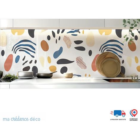 Crédence : Ondes Graphiques - Couleur Beige orange - Alu composite - 60 - 245 (1/3)
