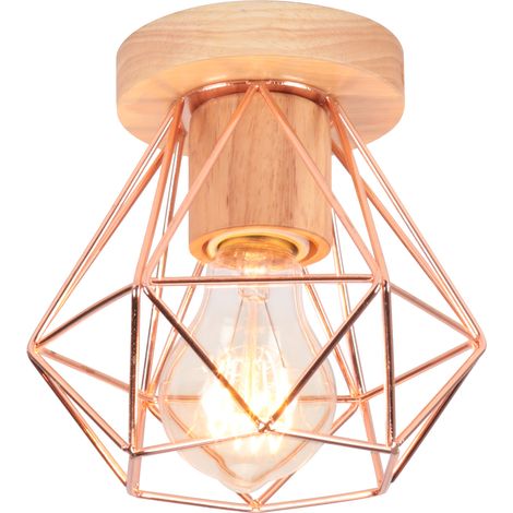 Lampe De Plafond Moderne Plafonnier Cage En Métal Luminaire Plafonnier Rétro Intérieur Or Rose Pour Couloir Bar Club