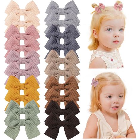 Lot de 20 pinces à cheveux pour bébés et petites filles, avec nœuds – Mini pinces crocodiles de 5 cm – Nœuds pour cheveux fins et couettes (1/3)