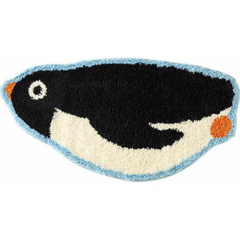 Tapis de Bain Pingouin Mignon Doux Pelucheux Antidérapant 40x78 cm Absorbent Ultra Lavable Machine Pour Salle de Bain Enfant (1/4)