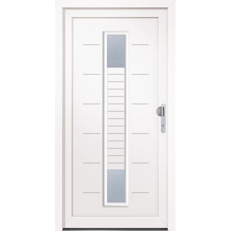 HAUSTUER BADEN WEISS/WEISS 1000X2100 MM DIN RECHTS 5FACH VERR:/ORNAMENTGLAS