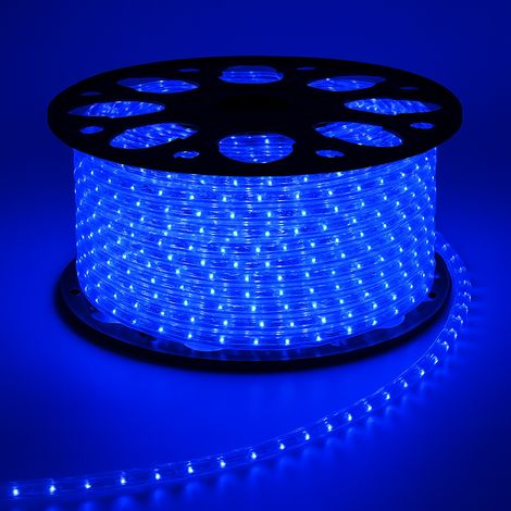 Bobina 50 metri TUBO LED luminoso luce Blu 220v IP65 LUCE FISSA 2pin