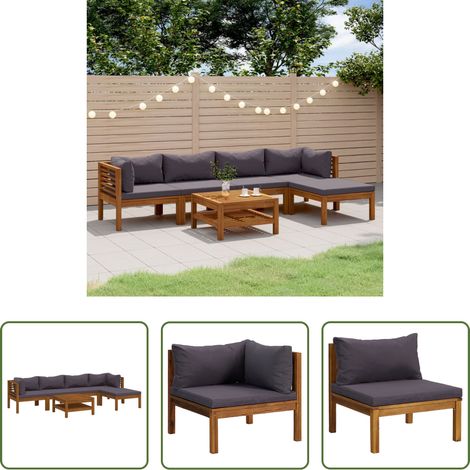 vidaXL Fauteuil extérieur -  Salon de jardin 7 pcs avec coussin Bois d'acacia solide (1/5)