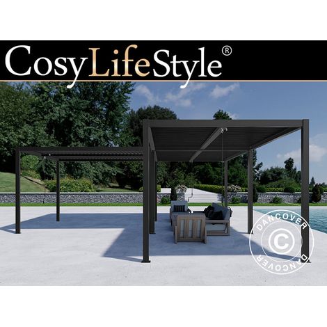 Bioklimatischer pergola pavillon San Pablo Alu+, 3x3m, Schwarz, 3 Stk. - Dancover