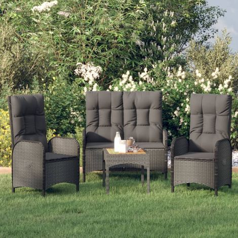 Ensemble Table et Chaise de Jardin avec coussins 3 pcs - Ensemble Table à manger + 2 chaises Noir BV729465 - BonneVie (1/5)