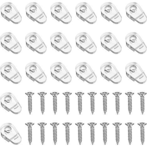 Lot de 20 clips de fixation en plastique avec vis pour porte de miroir d'armoire-2.00X1.10X0.70CM-Transparent (1/3)