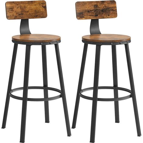 Lot de 2 chaises de bar tabourets hauts avec dossier siège de cuisine cadre en acier siège de 73 cm de haut montage facile style industriel marron (1/5)