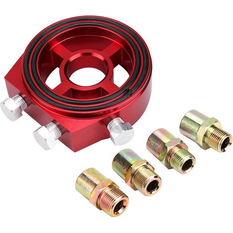 Kit adaptateur de plaque sandwich pour filtre à huile universel en alliage d'aluminium, refroidisseur de température et manomètre (1/5)