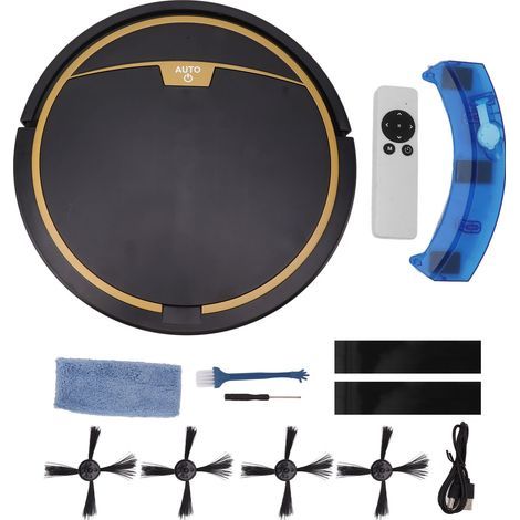 Ultra-thin, fully automatic robot vacuum cleaner, smart robot for dust, hair and lint, black, with 32 x 35 cm water tank (1/5)