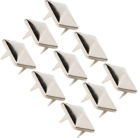 100 rivets pyramidaux carrés punk à 4 griffes, clous métalliques argentés de 10 mm pour bracelets, vêtements, chaussures et sacs à main (1/5)