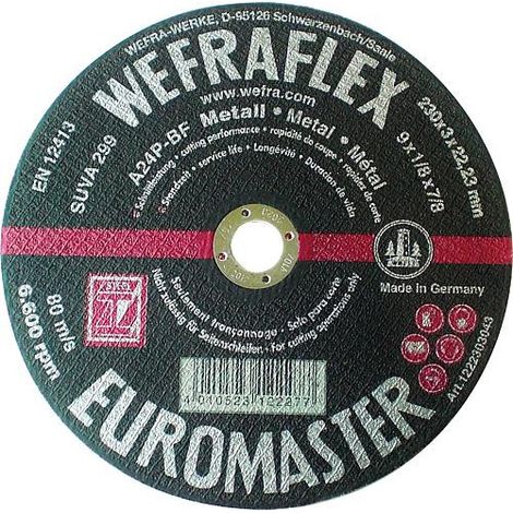 Disque de tronconnage Euromaster droit pour metal 230 x 3 x 22 mm (1/4)