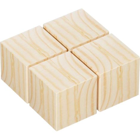 Rehausseurs de meubles en bois massif, ensemble de 4 pièces, blocs de rehausse robustes pour lit et canapé, avec coussinets de protection de 15 cm. (1/5)