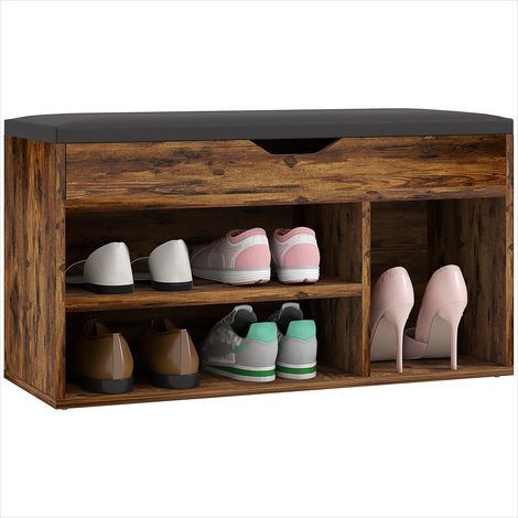 Console Banc à chaussures en bois d'ingénierie avec coussin (1/5)
