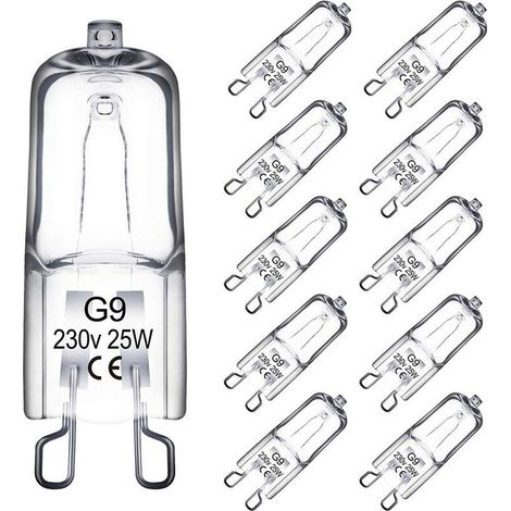 ampoule halogène G9 T4 25W dimmable, blanc chaud, pour lustres, lampes d'armoire, lampes de paysage, appliques murales, (pack de 10) (1/5)