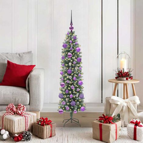 Künstlicher schlanker Weihnachtsbaum Grün und Weiß 120 cm (1/5)