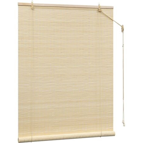 Woltu – Store enrouleur bambou 140x160 cm – Résistant à l'abrasion – Tamisant pour lumière douce – Pour fenêtres et portes – Décoration naturelle