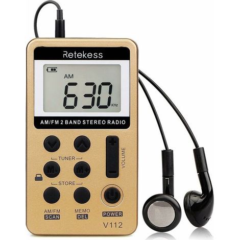 Mini radio portable FM AM rechargeable - Baladeur - minuterie de sommeil, prise casque - pour extérieur et sport - cadeau de Noël (1/5)