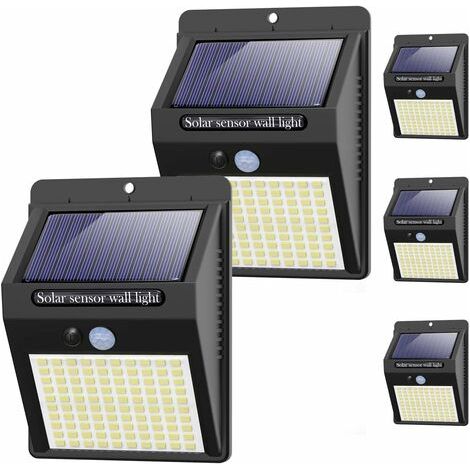 PAIR 【5 Pack 】Lampe Solaire Extérieur, 3 Modes Lampe Exterieur Detecteur de Mouvement 100 LED Étanche Lumiere Solaire Éclairage Extérieur Projecteur Solaire Puissant Sécurité Pour Jardin (1/5)