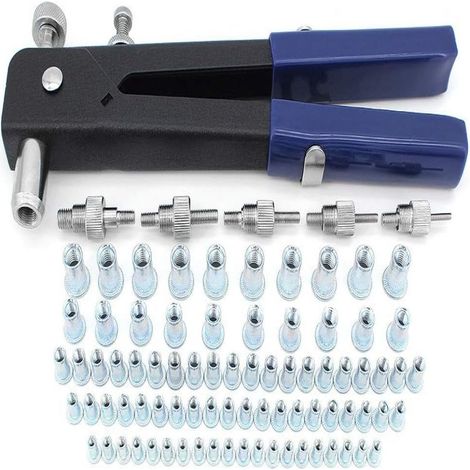 Kit Rivet Écrou Fileté - Pince à Riveter avec Mandrins M3 M4 M5 M6 M8 - Pour Réparation Automobile Meubles Bateaux - 86 Pièces (1/5)
