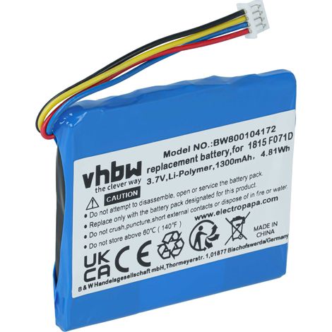 vhbw Batería reemplaza Texas Instruments 3.7L1200SP  3.7L1060SP, 1ICP5/43/50, 1815 F071D para calculadora (1300 mAh, 3,7 V, Li-Ion) (1/5)