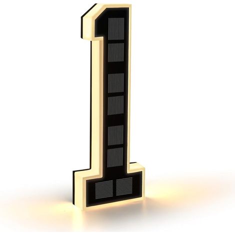 Numéro de Maison Lumineux Noir (1 Noir, 23 cm) Numero de Maison Exterieur Solaire Illuminé pour Extérieur étanche, Numero Porte, Plaque de Numéro de Maison Illuminée Solaire